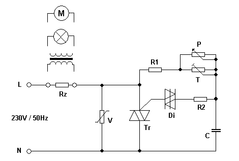 Triakov regultor - schma