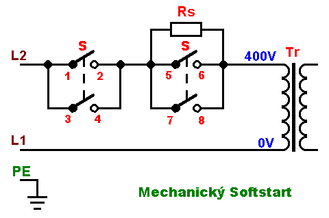 Mechanick softstart 4 schma zapojen